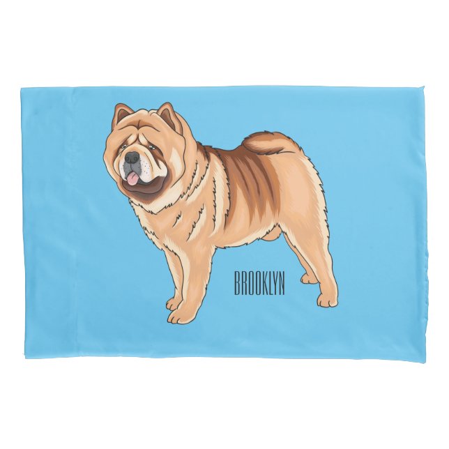 Funda De Cojín Ilustracion de personalizado de perro Chow Chow (Anverso)