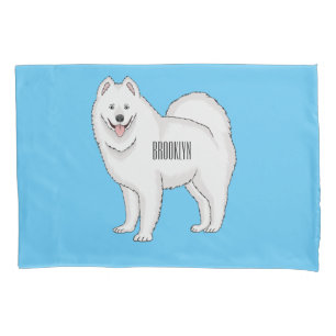 Funda De Cojín Ilustracion de personalizado de perro de Samoyed
