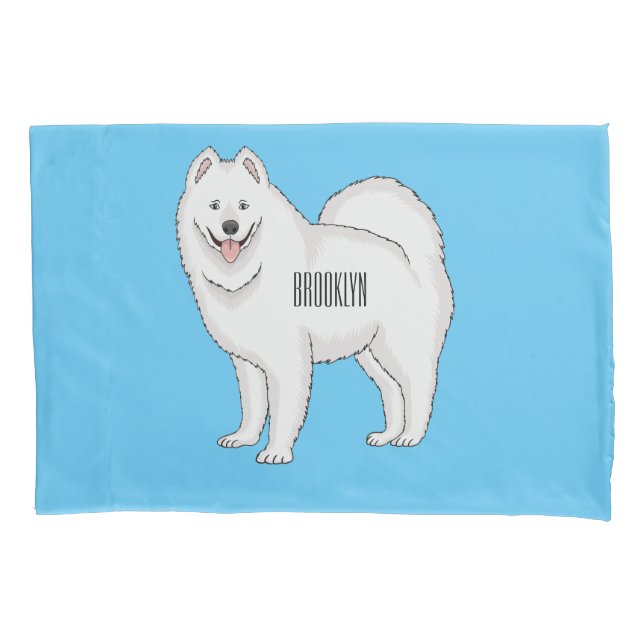 Funda De Cojín Ilustracion de personalizado de perro de Samoyed (Anverso)
