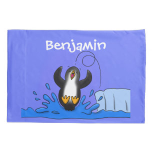 Funda De Cojín Ilustracion de personalizado de pingüino puenteado