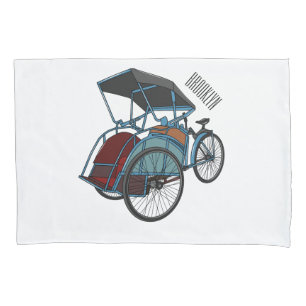Funda De Cojín Ilustracion de personalizado de rickshaw en bicicl