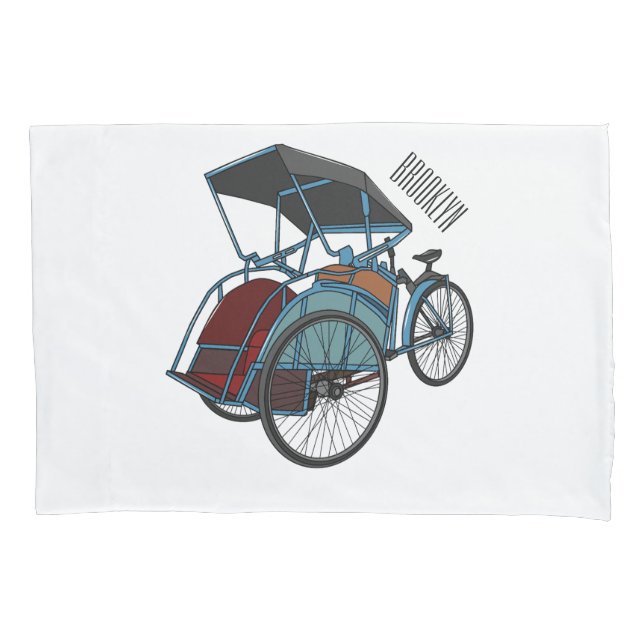 Funda De Cojín Ilustracion de personalizado de rickshaw en bicicl (Anverso)