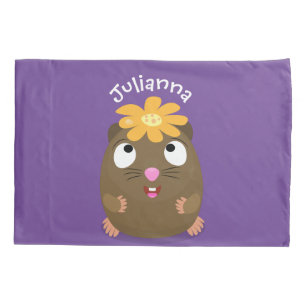 Funda De Cojín Ilustracion de personalizado feliz de conejillo de