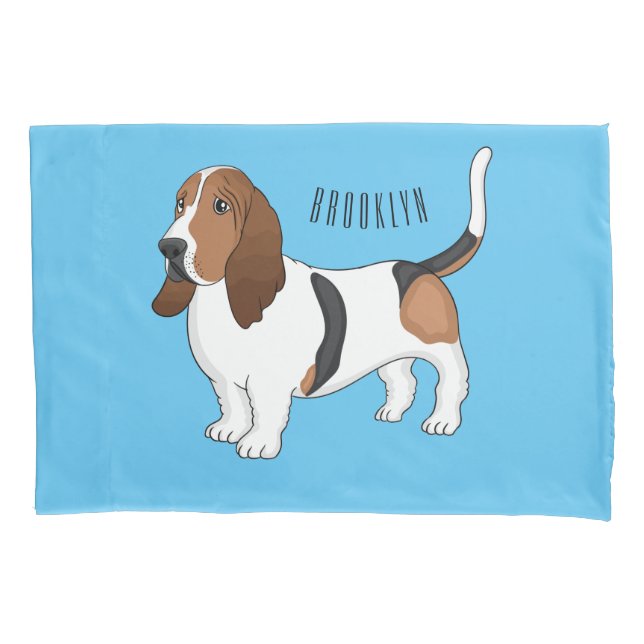 Funda De Cojín Ilustracion del personalizado del perro de enlace  (Anverso)