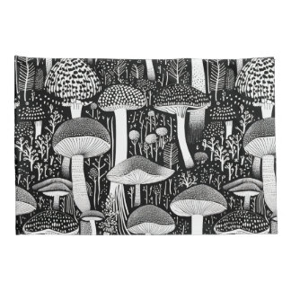 Funda De Cojín Ilustracion forestal monocromo