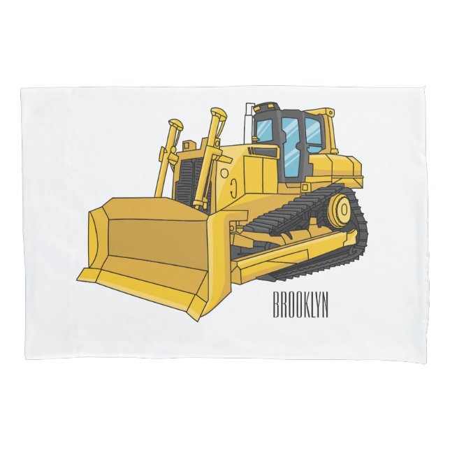 Funda De Cojín Ilustracion personalizado Bulldozer (Anverso)