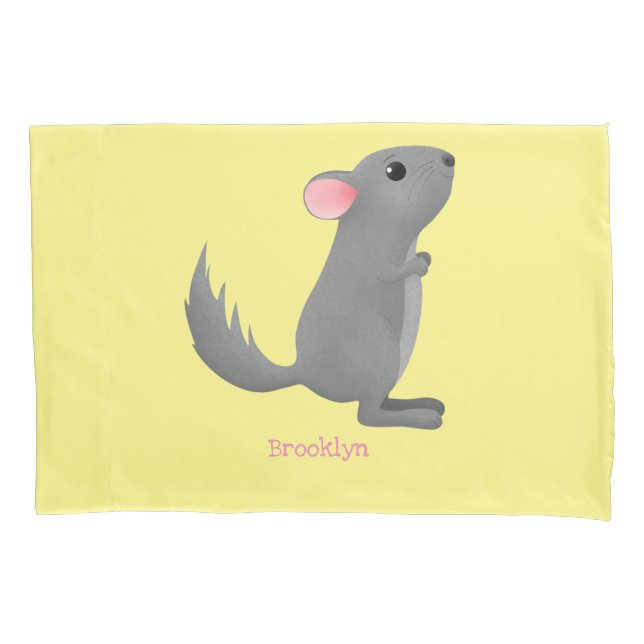 Funda De Cojín Ilustracion personalizado chinchilla gris suave (Anverso)