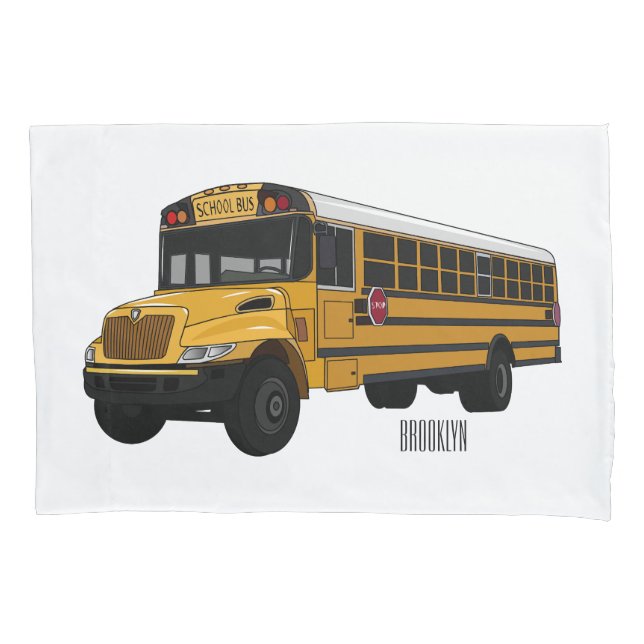 Funda De Cojín Ilustracion personalizado de autobús escolar (Anverso)