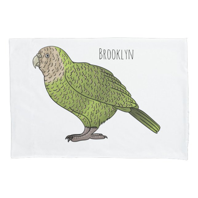 Funda De Cojín Ilustracion personalizado de aves Kakapo (Anverso)