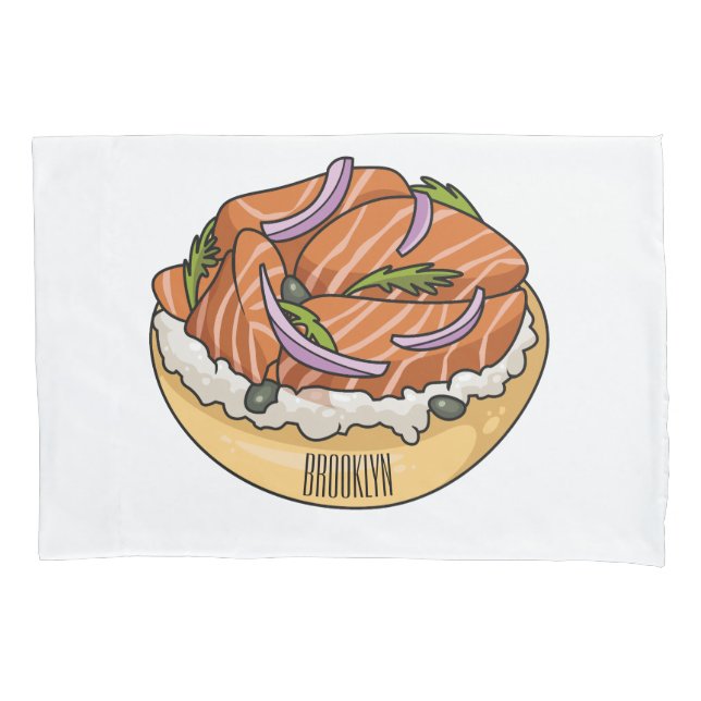 Funda De Cojín Ilustracion personalizado de bagel de Salmon (Anverso)
