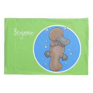 Funda De Cojín Ilustracion personalizado de bebé de plaquypus fel