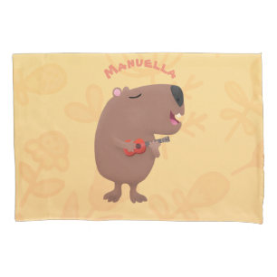 Funda De Cojín Ilustracion personalizado de capybara ukulele cant