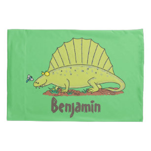 Funda De Cojín Ilustracion personalizado de dimetrodon verde lind