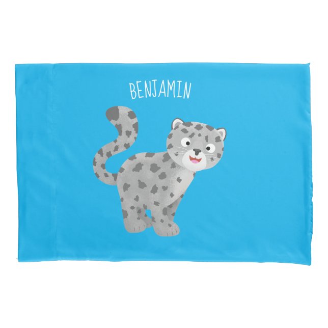 Funda De Cojín Ilustracion personalizado de leopardo de las nieve (Anverso)