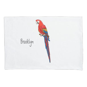 Funda De Cojín Ilustracion personalizado de loro de macao escarla