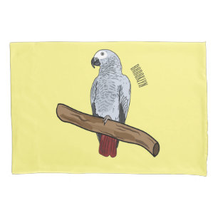Funda De Cojín Ilustracion personalizado de loro gris africano