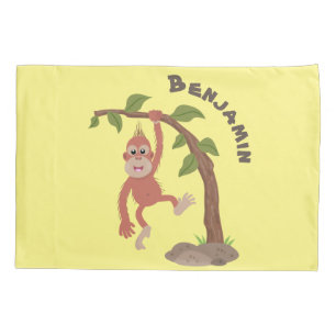 Funda De Cojín Ilustracion personalizado de orangután bebé feliz