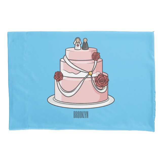 Funda De Cojín ilustracion personalizado de pastel boda (Anverso)