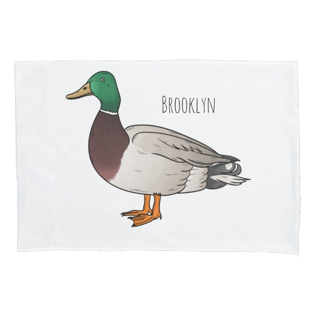 Funda De Cojín Ilustracion personalizado de pato mallard (Anverso)