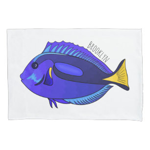 Funda De Cojín Ilustracion personalizado de pescado tang azul