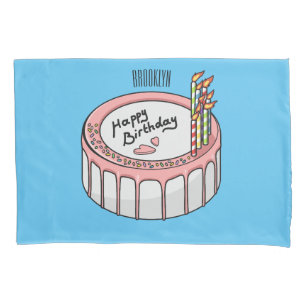 Funda De Cojín Ilustracion personalizado de torta de cumpleaños