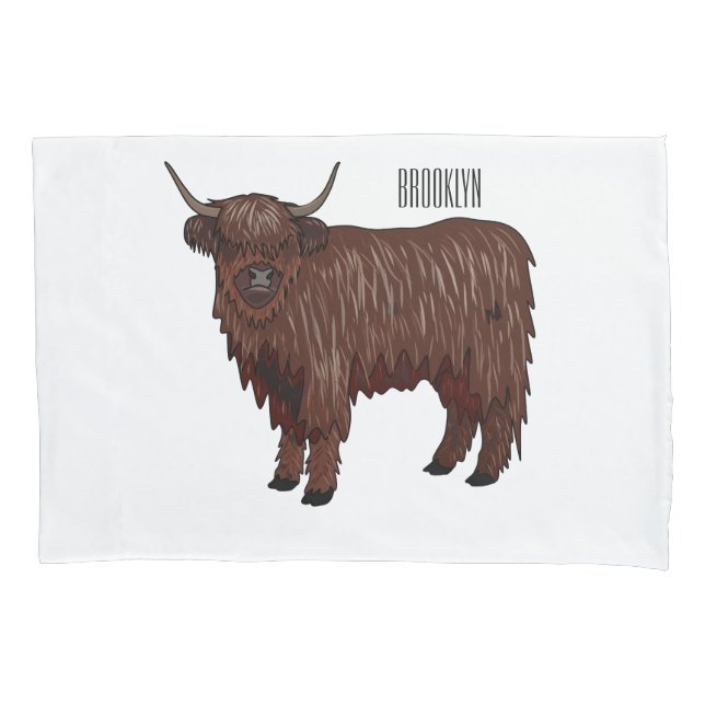 Funda De Cojín Ilustracion personalizado de vaca de Highland (Anverso)
