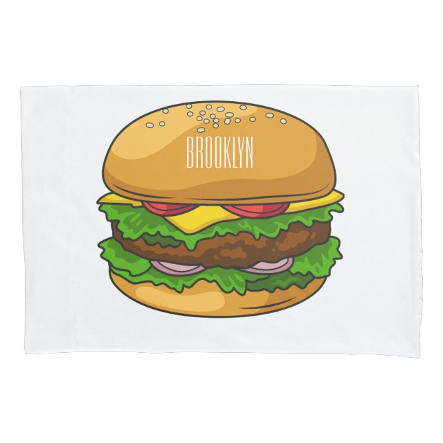 Funda De Cojín Ilustracion personalizado Hamburger (Anverso)