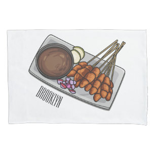 Funda De Cojín Ilustracion Satay personalizado