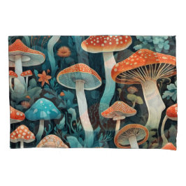 Funda De Cojín Ilustracion Whimsical Forest Mushrooms