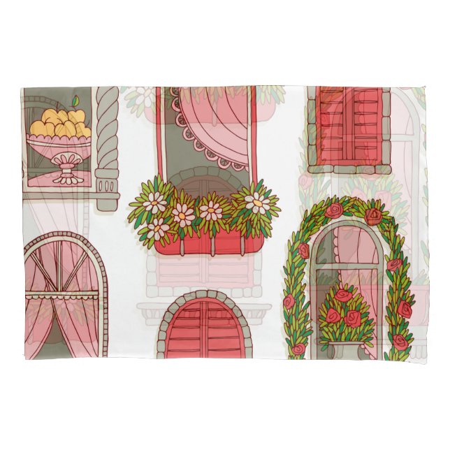 Funda De Cojín Ilustraciones con ventanas antiguas: artísticas. (Anverso)