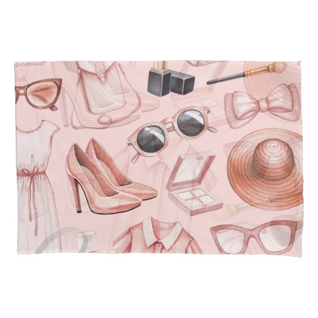 Funda De Cojín Ilustraciones de moda: Patrón de Moda sin foco. (Anverso)