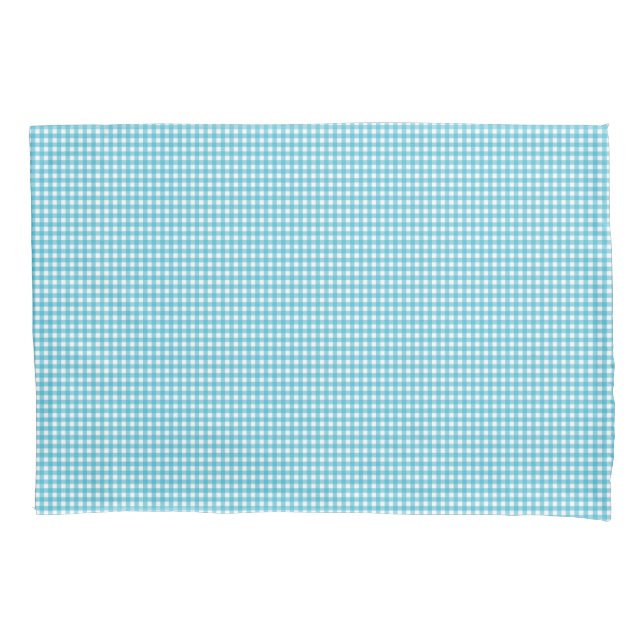 Funda De Cojín Imagen que muestra un estampado de gingham azul y  (Anverso)