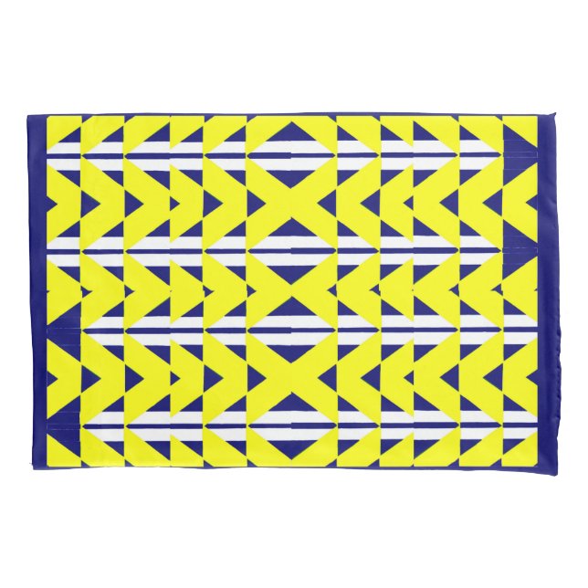 Funda De Cojín impresión abstracta amarilla y azul (Anverso)