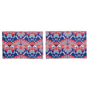Funda De Cojín impresión abstracta roja blanca y azul #1