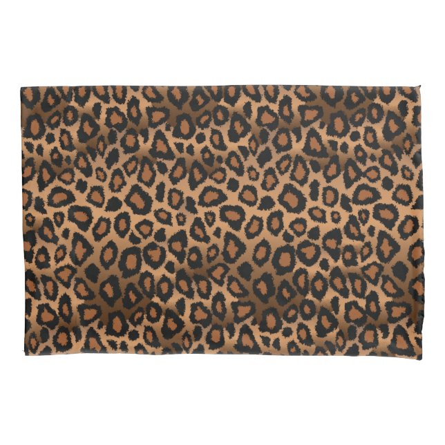 Funda De Cojín Impresión de animales leopardos en Brown (Anverso)