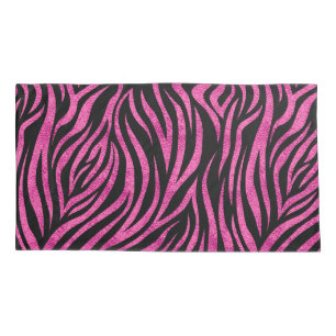 Funda De Cojín Impresión de cebra negra rosa caliente