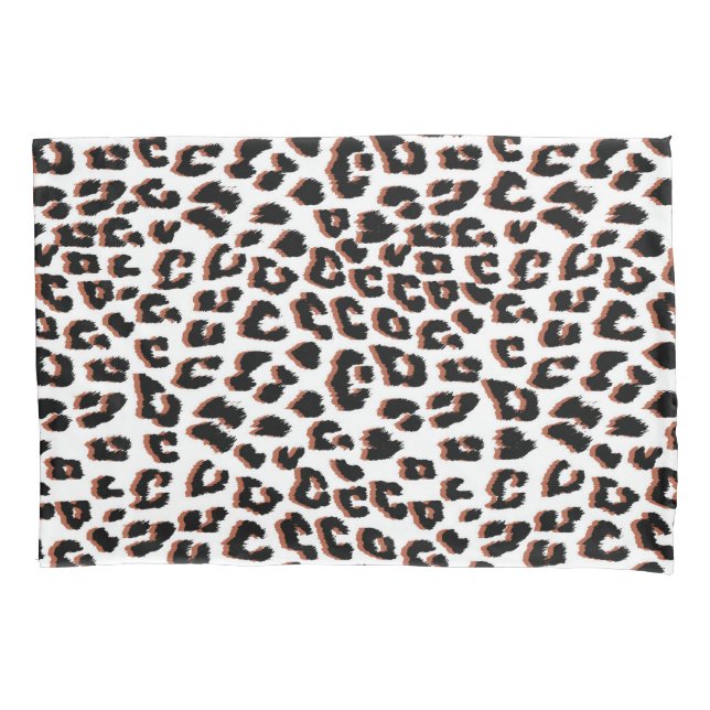 Funda De Cojín Impresión de leopardo blanco y marrón negro (Anverso)