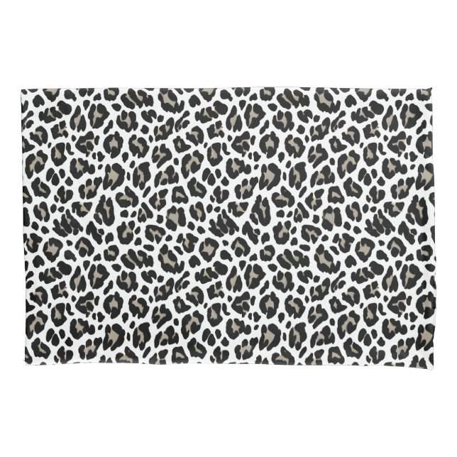 Funda De Cojín Impresión de leopardo blanco y negro (Anverso)