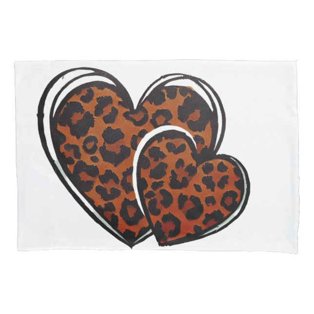 Funda De Cojín Impresión de leopardo, corazón dibujado a mano, co (Anverso)