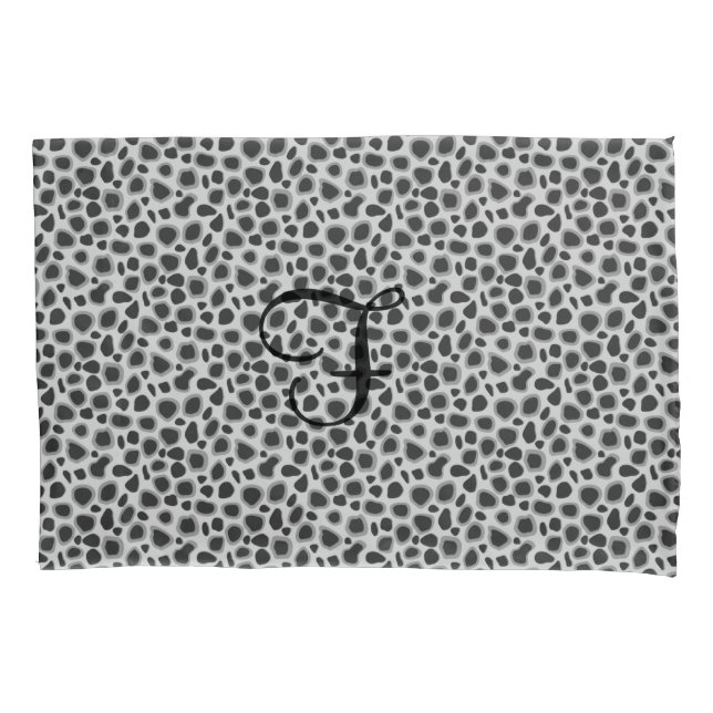 Funda De Cojín Impresión de leopardo - tonos grises (Anverso)