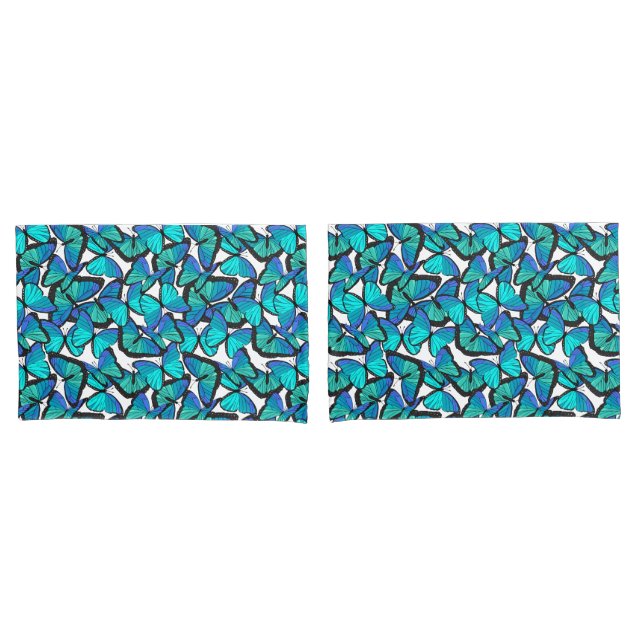 Funda De Cojín Impresión de mariposas azules de Bonito tropical t (Anverso - Set)