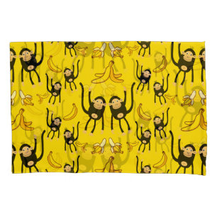 Funda De Cojín Impresión De Monos Y Bananas Cuidados