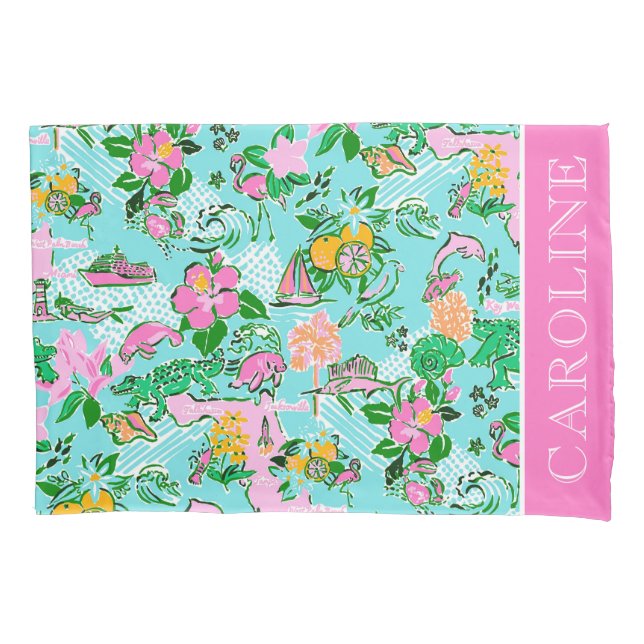 Funda De Cojín Impresión de patrón de Palm Beach Preppy Map de Fl (Anverso)