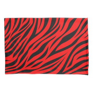 Funda De Cojín Impresión de rayas de cebra negra rojas