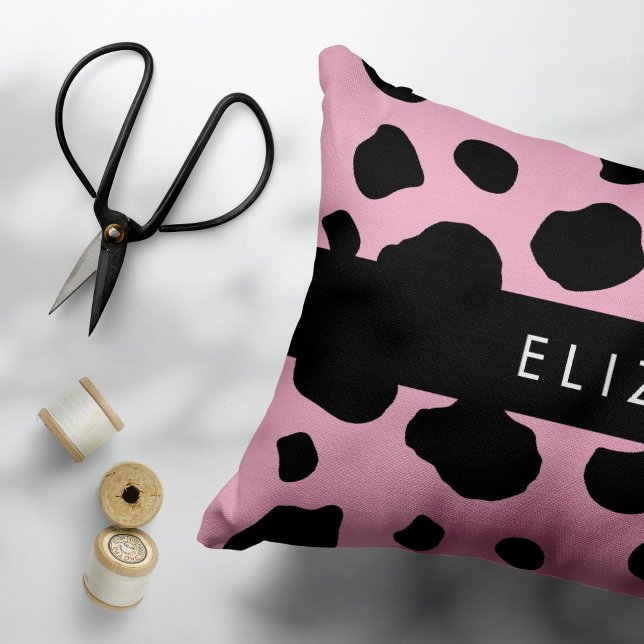 Funda De Cojín Impresión de vaca, puntos de vaca, vaca rosa, nomb (Subido por el creador)