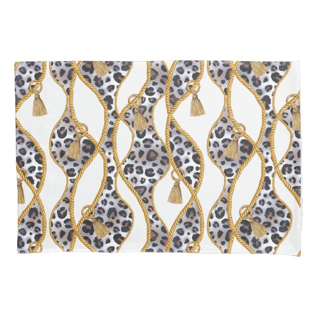 Funda De Cojín Impresión geométrica en blanco y oro sin inconveni (Anverso)