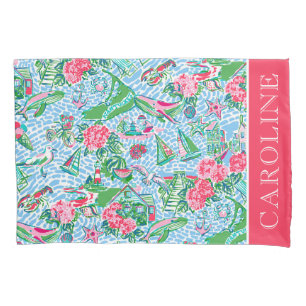 Funda De Cojín Impresión personalizada de Nantucket Preppy Palm B