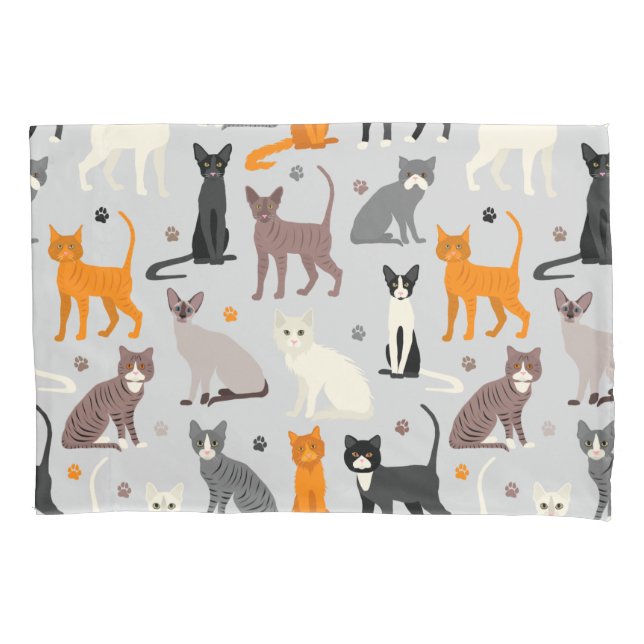 Funda De Cojín Impresiones de gatos y pintas (Anverso)
