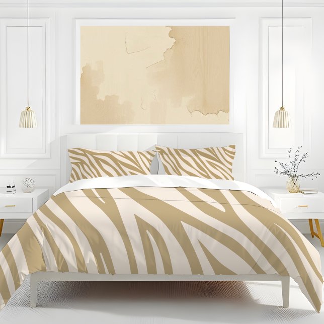 Funda De Cojín Imprimir cebra-beige- (Zebra Print Neutral Beige BEDROOM duvet and pillows)