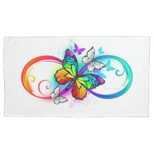 Funda De Cojín Infinidad brillante con la mariposa arcoiris
